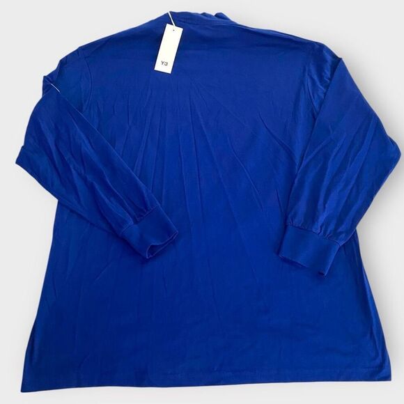 Adidas Y-3 Blue Mock Neck Long Sleeved Logo Tee IB4775 Mens Size Medium New (a) - Picture 6 of 9